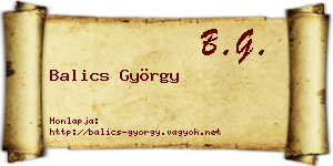 Balics György névjegykártya