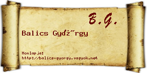 Balics György névjegykártya