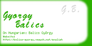 gyorgy balics business card